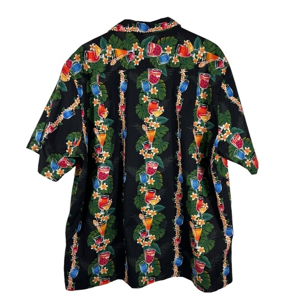 HULA GIRL Vintage Men's Hawaiian Shirt 2XL Colorful Cocktails - Picture 7 of 7